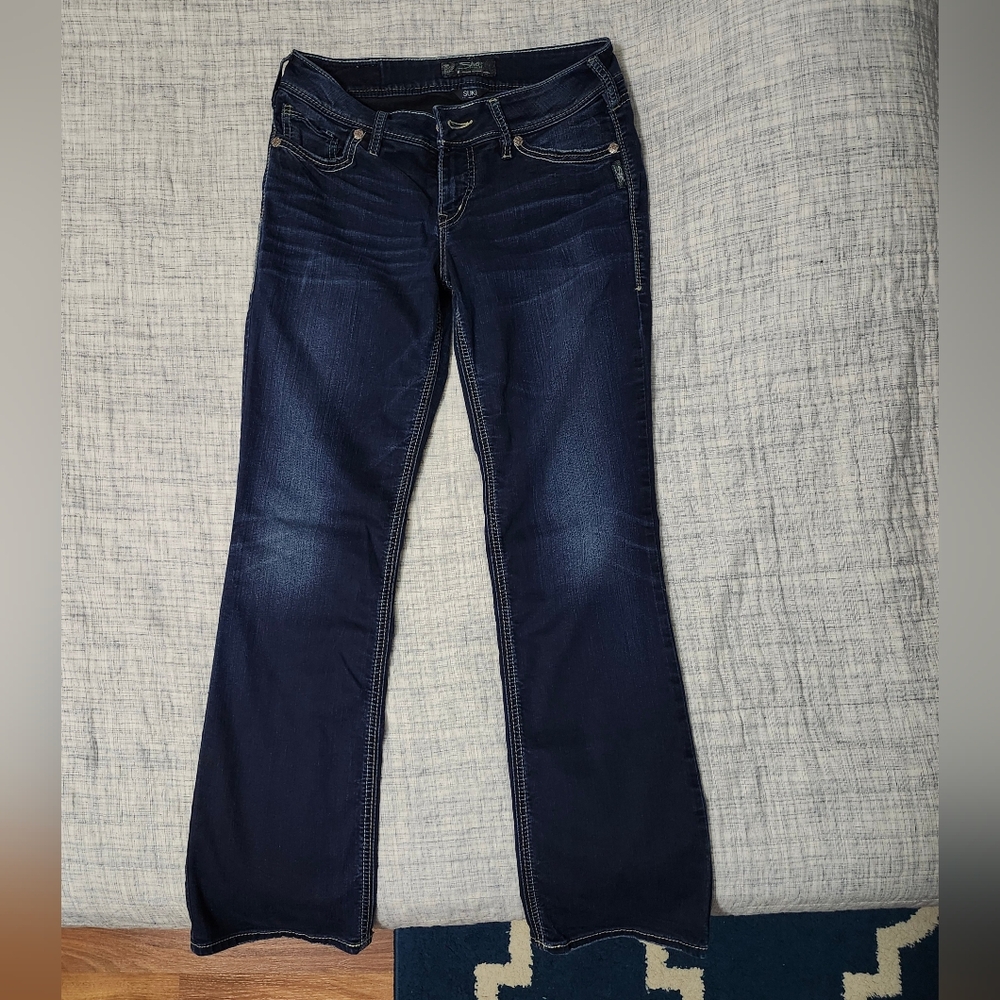 Silver Jeans Women 29W/31L Suki Slim Boot Stretch Dark Wash Y2K Denim